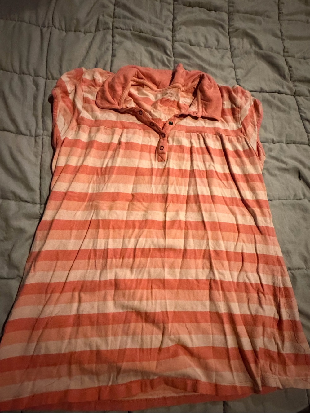 Sonoma Coral and Cream Striped Polo Top